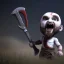 Placeholder: Cute baby video game god of war krotos, holding axe, mytology, 8k resulation, cinematic, cinema4d, hyper detailed, cinamtic lighting, octane render, unreal engine 5, realistic