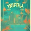 Placeholder: tropical city, latino, plants, streets, risograph poster, flat design, 2 colors