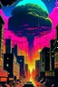 Placeholder: retro anime style, serius dark 1990s anime style, city, atomic mushroom cloud, synthwave