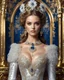 Placeholder: Front view 3.4 body shoot gorgeous Realistic Photography beautiful super model Russian,using dress Victorian Party Luxury diamonds ornaments patterns ,realistic beautiful woman hyper detailed,Royal Club Luxury background