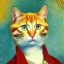 Placeholder: Portrait of a cat by Van Gogh