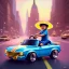 Placeholder: A one-year-old boy rides in the plastic funny toy-car on the middle of a busy street in new york. He has and a large-brimmed straw hat. somehow photographic bright colors and sunset, fantasy art, Anna Dittmann, digital painting, dan mumford, oil on canvas, jeff koons, akihito yoshida, wlop, kodachrome,