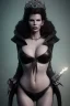 Placeholder: Kim Basinger as evil queen in black leather, busty, cleavage, curvy, angry, stern look. character design by cory loftis, fenghua zhong, ryohei hase, ismail inceoglu and ruan jia. unreal engine 5, artistic lighting, highly detailed, photorealistic, fantasy