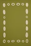 Placeholder: 6.25" x 6.25" olive canvas with .75 inch margins and eight rows of 6 1.5cm white ovals spaced .5cm apart