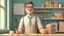 Placeholder: 3d illustration of handsome business owner. half body. pixar style