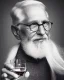 Placeholder: beautiful black and white photo portrait of an old man white hair with a wine glass in hand