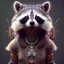 Placeholder: award winning portrait of a female anthropomorphic raccoon with tribal jewelry. character design by cory loftis, fenghua zhong, ryohei hase, ismail inceoglu and ruan jia. unreal engine 5, artistic lighting, highly detailed, photorealistic, fantasy