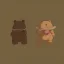 Placeholder: two small bears, pencil sketch, brown colors