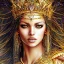 Placeholder: Beautiful egyption queen, surrounded by gold, gold coins rain down "Candy,luis royo, artgerm, Incredibly detailed, soft vibrant colors, Hyper-Realistic, Hyper-Detailed, dark aura, gold and black hue, supple, perfect face, perfect eyes, perfect proportions"