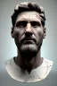 Placeholder: Ultra Realistic image, Roman sculpture bust, clean white marble material, Lionel Messi, gold crown of thorns, renaissance ornaments, one gold star, gradient background, cinematic lighting, god light, 4k resolution, smooth details, ornate details, soft lighting, unreal engine 5, art station, substance 3d.