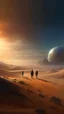 Placeholder: people walking in the desert, desert planet, fantasy, storm, 4k, digital art