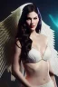 Placeholder: Liv Tyler has angel wings and lucifer series She has beautiful eyes. Her hair flies in the air., closed eyes, rtx, reflection, 8k, glow, winning photography, caustics