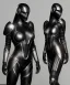 Placeholder: cyber ninja, black metal armor,