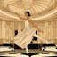 Placeholder: a ballerina in an Art Deco ballroom, by artist "Ingrid Umber",by artist "Sienna Lamberts"