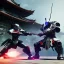 Placeholder: a robot samurai run, black armor, ultra realistic, unreal engine, cinematic lighting, octane render, masterpiece art by Yoji Shinkawa, picture in frame, frame around