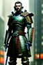 Placeholder: Fully armored cyberpunk samurai, photorealistic