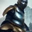 Placeholder: Epic Character design, tall and strong Male void soldier wearing metal armor silver/black/dark gold, mist, photorealistic, octane render, unreal engine 5 style, ultra detailed, volumetric lighting, Organic Horror