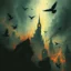 Placeholder: Oblivion drift, by Esau Andrews and Keith Thompson, surreal horror, descent into madness, a city , black birds,