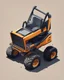 Placeholder: Isometric bobcat skidsteer, low perspective, cartoon proportions. Digital painting