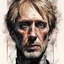 Placeholder: Portrait of Rhys Ifans, by Dino Valls, by Russ mills, by Frank Miller, dramatic, background is an elusive drug hallucination, spotlight effect, concept art, portrait, hyperreal