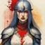 Placeholder: [aquarelle by Moebius] female Warrior with blood