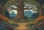 Placeholder: museum quality color woodcut of Yggdrasil, towering over a circle of ancient Druidic standing stones, in the style of Gustave Baumann, with a fine art aesthetic, highly detailed, finely cut ,8k render