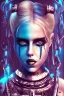 Placeholder: Danish Singer MØ face harley quinn cyberpunk, blue tones, high lighting