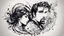 Placeholder: ink design of European woman and man, love