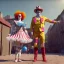 Placeholder: Ultra realistic circus scene. clown sweet woman, waist up view, Wes Anderson style, happy, highly detailed, concept art, unreal engine 5, god rays, ray tracing, RTX, lumen lighting, ultra detail, volumetric lighting, 3d, finely drawn, high definition, high resolution.