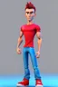 Placeholder: beautiful male 3d character for Animation big head lean body with Red t shirt and blue jeans with sport shoes in Metaworld
