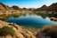 Placeholder: lagoon, rocks, distant mountains, arid land, desert, pond, rocks, epic