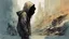 Placeholder: death in a hoodie talks to man on the remains of the world, a light watercolor sketch, by Leonid Afremov & Benedick Bana & Atelier Olschinsky & Ian McQue