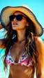 Placeholder: The body and soul of a beautiful woman with dark sunglasses and beach hat
