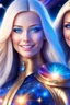 Placeholder: cosmic woman smile, admiral from the future, one fine whole face, crystalline skin, expressive blue eyes,rainbow, smiling lips, very nice smile, costume pleiadian, Beautiful tall woman pleiadian Galactic commander, ship, perfect datailed golden galactic suit, high rank, long blond hair, hand whit five perfect detailed finger, amazing big blue eyes, smilling mouth, high drfinition lips, cosmic happiness, bright colors, blue, pink, gold, jewels, realist, high commander