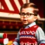 Placeholder: ralphie peter billingsley glasses, cbubby boy in argyle sweater holding a bar of red soap