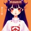 Placeholder: Japanese girl with big brown eyes and long black hair with bangs, cute, beautiful, kawaii, anime, cartoon