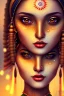 Placeholder: indian village girl, night atmosphere, 8K, close-up face, anatomically perfect face, india, tree on face, bold brown lips, brown eye, texture face,