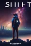 Placeholder: Supernova overlooking a city in the Milky Way galaxy with a person wearing a hat and a backpack with the Shift logo on it