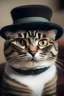 Placeholder: Una gata con vestido a lunares y sombrero