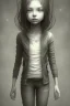 Placeholder: cute girl and litlle monster, Style John Kenn Mortensen,
