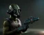 Placeholder: Alien, gas mask, gun, hands, Mars, metal, hammerhead, vest, laserblaster,