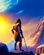 Placeholder: Imagina el hombre de Neandertal cazando en las montañas colores complementarios arte digital foto realista obra de arte hiperdetallada intrincada sombras 3D iluminación cinematografica 8k 3D cuerpo completo clima soleado nubes