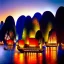 Placeholder: Ha Long Bay, Vietnam,fisher boats,extremely detailed digital painting, high resolution,8k, realistic, beautiful, volumetric lighting, mystical colors ,perfectly centered image, perfect composition, rim light, beautiful lighting,masterpiece, stunning scene, raytracing, anatomically correct, in the style of robert e howard and Ken Kelley and Ohrai Noriyoshi and Simon Bisley and tomzj1, aerial view,cloudy.