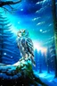 Placeholder: Beautiful snow owl in a magical forest with magical cosmic sky.