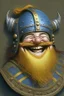 Placeholder: Book of Kells style dwarf with a helmet smiling