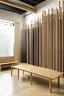 Placeholder: Arrange wooden dowels in various lengths to create a dynamic wall installation. Create a elevational mockup of the installation in a space