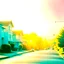 Placeholder: Photograph of a liminal suburbs, light pastel colors, blurred image from 90's