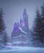 Placeholder: A magical snowy warlock gothic castle with river canals and a large Christmas tree