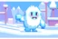 Placeholder: Nintendo DS-style pixel art of an In-Training Epi-Yeti, cute with rosy cheeks, playfully chasing after a pixelated germ, set in a snowy playground with soft hues.