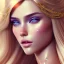 Placeholder: gold man, beautiful, soft, bue eyes, hight definition skin,blue eyes,sparkling makeup, very long blond hair, fairy style , highly detailed body, sun light, 4K, RAW, depth of field,high contrast,realistic